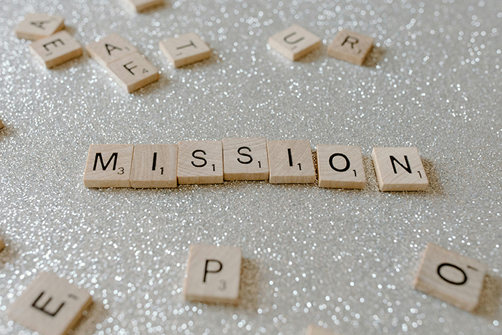 Mission, scrabble tiles
